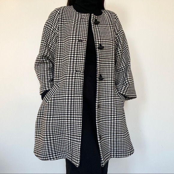 H&M Houndstooth mod bell sleeve coat size 4 - Picture 2 of 7